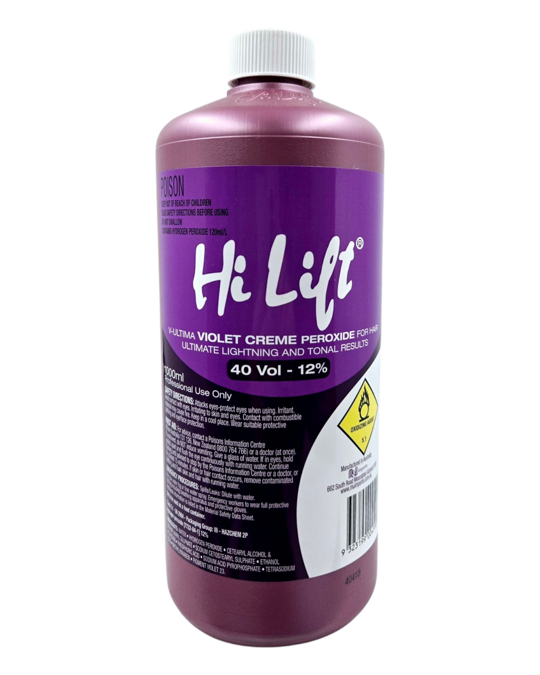 40Vol 12% HiLift Violet Creme Peroxide - 1L