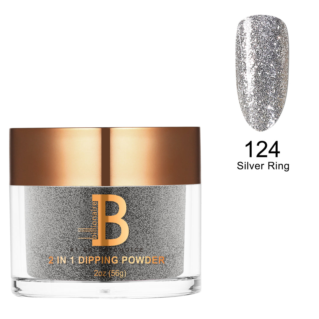 Billionaire Dip/Acrylic Powder - 124 Silver Ring  (2oz)