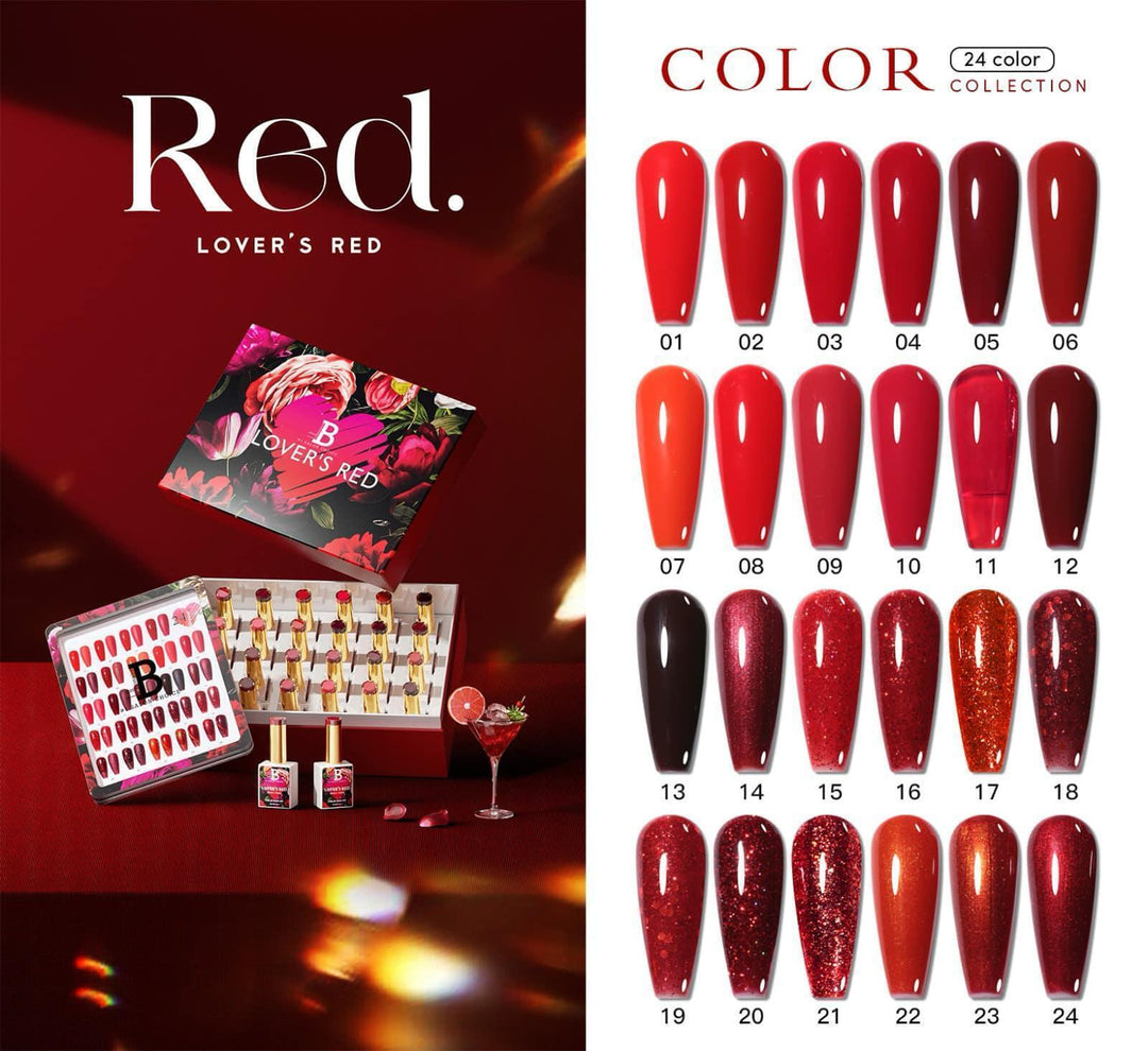 Billionaire Lover's Red Gel Nails Polish (24 Colors Collection)