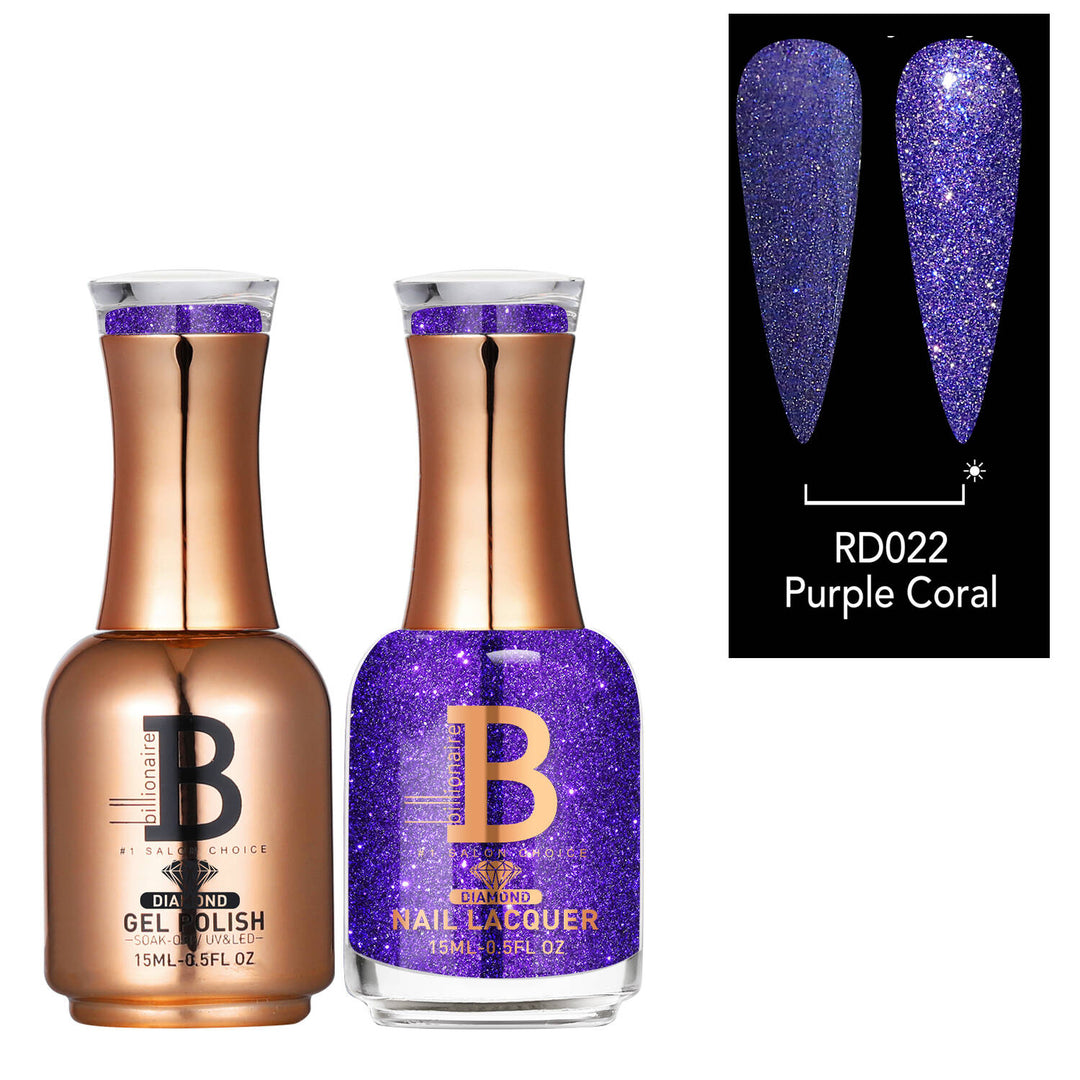 Billionaire Diamond Gel & Lacquer Duo - 022 Purple Coral (15ml)
