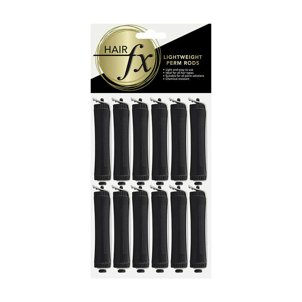 HairFX LightWeight Perm Rods - Black- 12pc