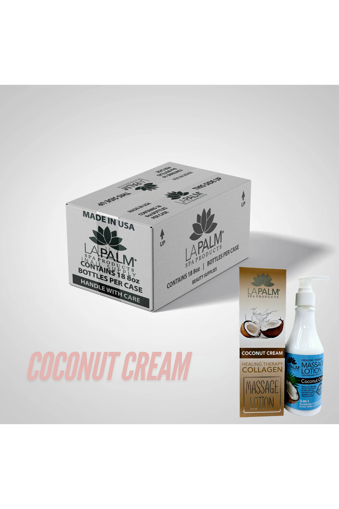 LA PALM Collagen Massage Lotion Coconut Cream 8oz 18/Case