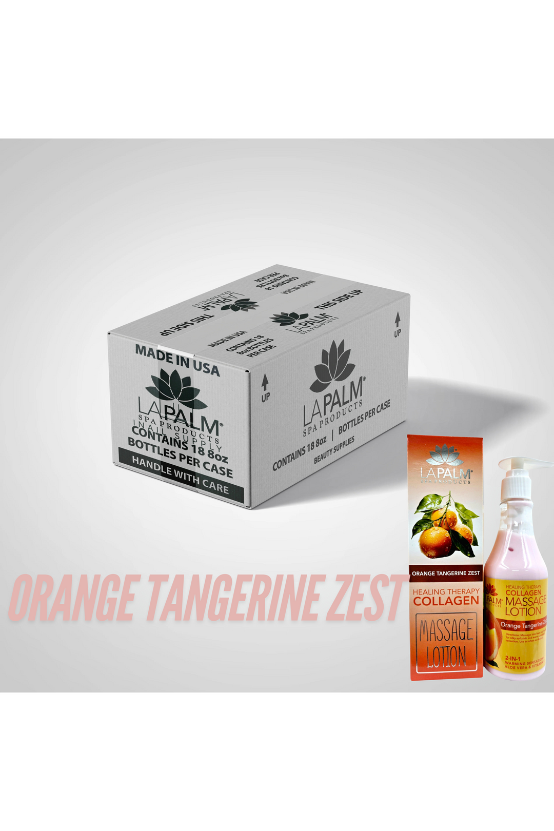 LA PALM Collagen Massage Lotion Orange Tangerine Zest 8oz 18/Case