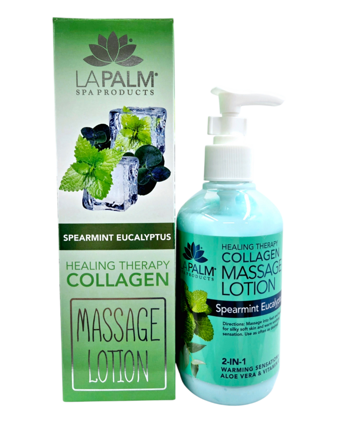 LA PALM Collagen Massage Lotion Spearmint Eucalyptus 8oz