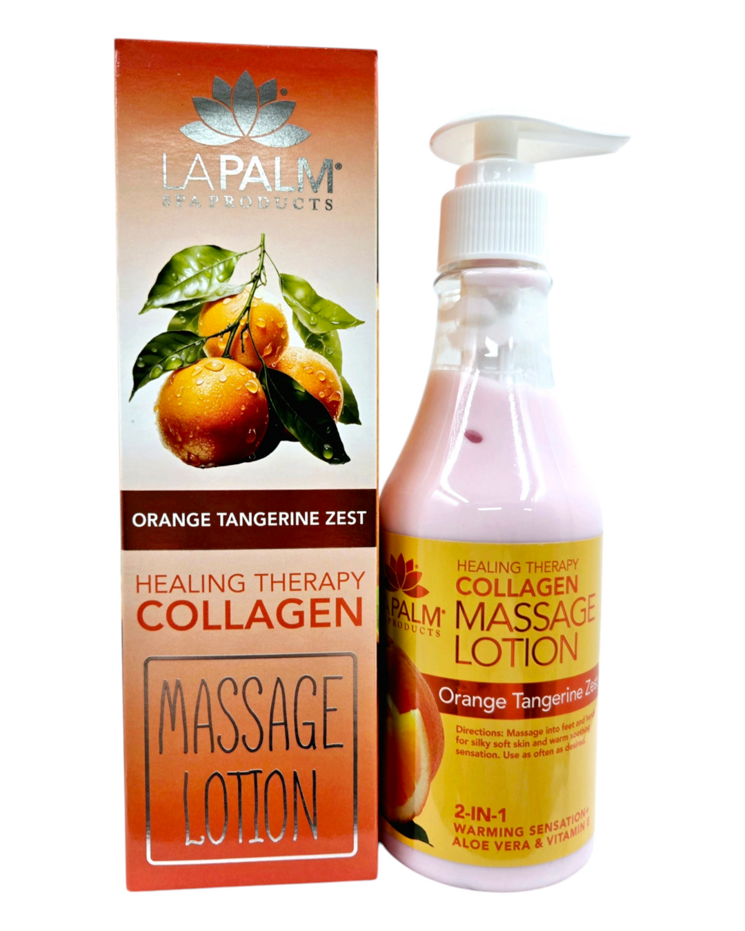 LA PALM Collagen Massage Lotion Orange Tangerine Zest 8oz
