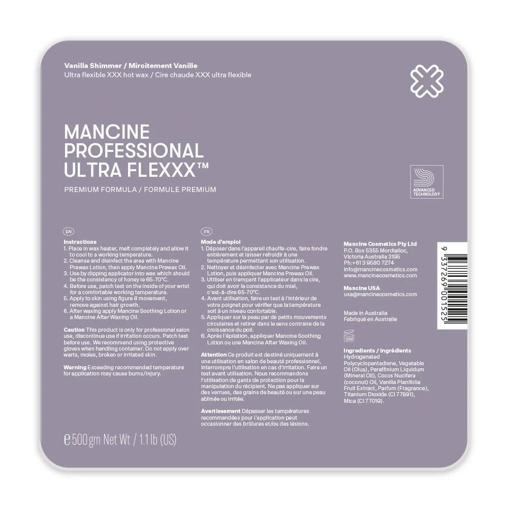 Mancine Vanilla Shimmer Ultra Flexxx Hot Wax - 500g