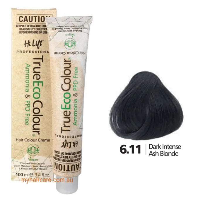6.11 Dark Intense Ash Blonde- Hi Lift TrueEcoColour (Ammonia & PPD free)