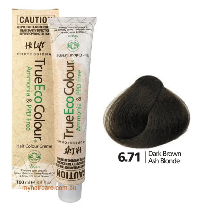 6.71 Dark Brown Ash Blone - Hi Lift TrueEcoColour (Ammonia & PPD free)