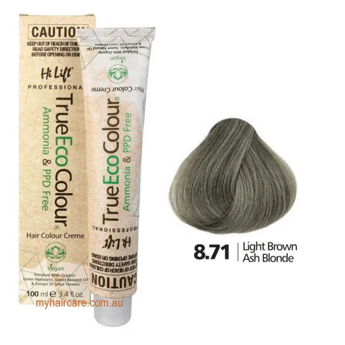 8.71 Light Brown Ash Blone- Hi Lift TrueEcoColour (Ammonia & PPD free)