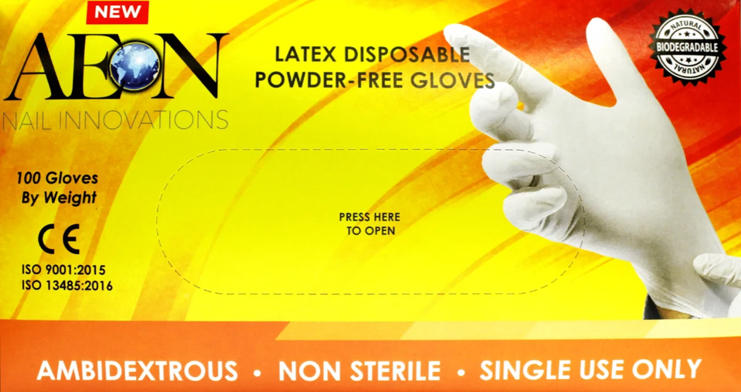 AEON Latex Disposable Powder-Free Gloves Yellow Box