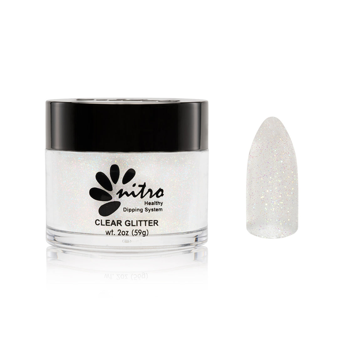 Nitro Dip Powder Clear Glitter -2oz