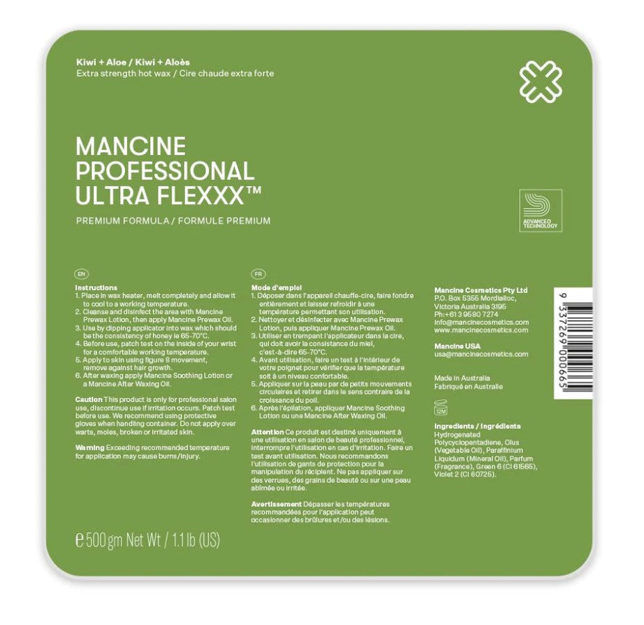 Mancine Ultra Flexxx Kiwi + Aloe Hot Wax - 500g