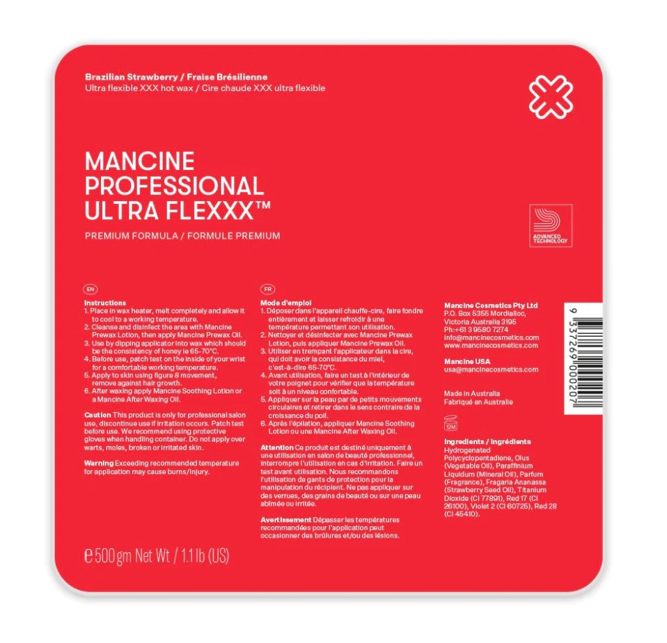 Mancine Ultra Flexxx Brazilian Strawberry Hot Wax - 500g