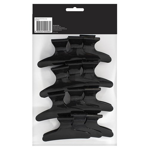 Salon Smart Black Butterfly Clips - 12PCS
