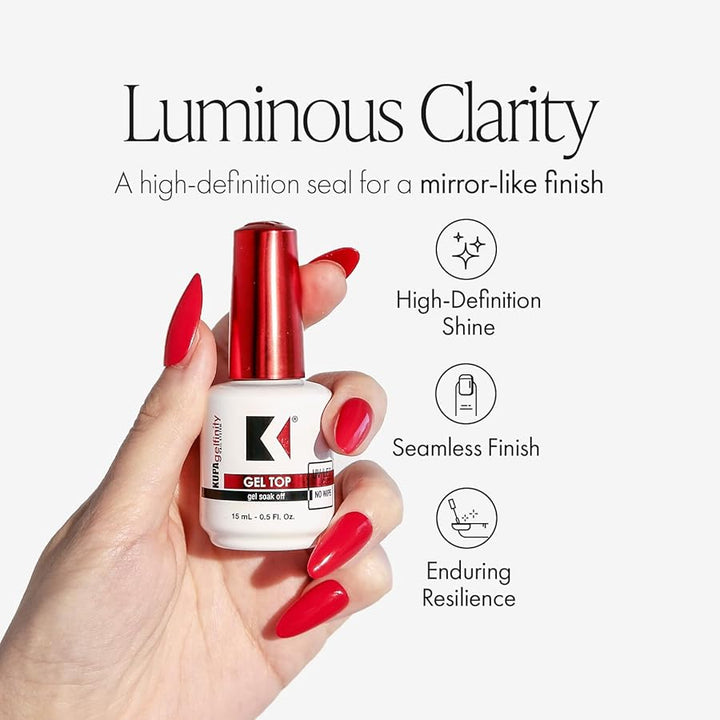 KUPA GelFinity - Soak Off Gel - Top Coat Glossy Finish (No-Wipe) Refill 8.0 Oz