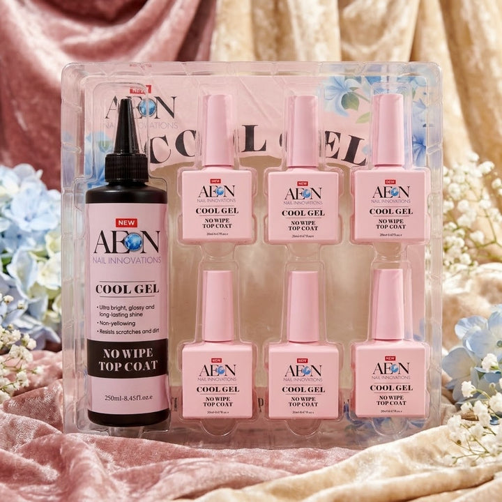 AEON - COOL GEL NO WIPE HEMA/TPO FREE - Top Coat Kit ( 250ml + 6x20ml )