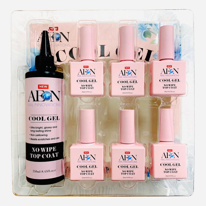 AEON - COOL GEL NO WIPE HEMA/TPO FREE - Top Coat Kit ( 250ml + 6x20ml )