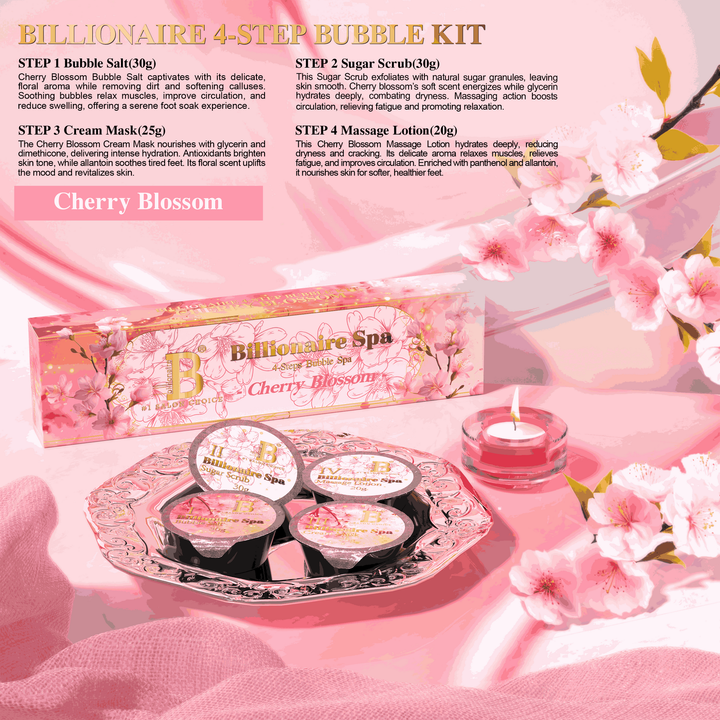 Billionaire - Spa Bubble Deluxe Pedicure Kit - Cherry Blossom - 4 steps