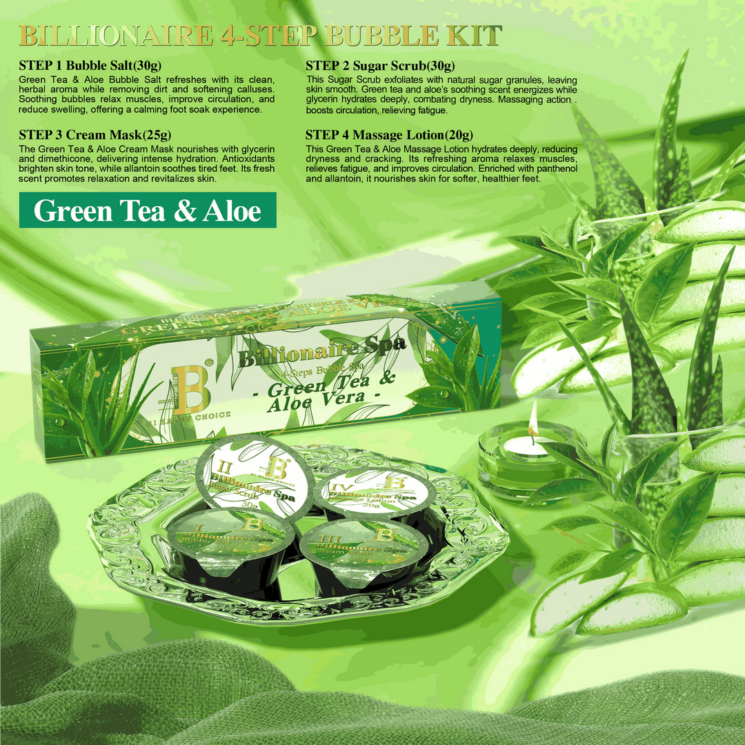 Billionaire Spa Bubble Kit  - Green Tea &amp; Aloe Vera - 4 steps
