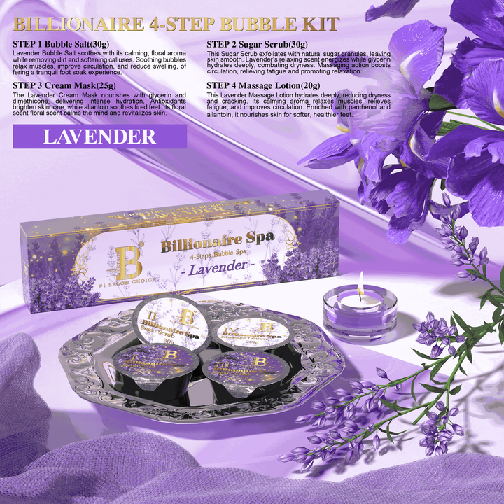 Billionaire - Spa Bubble Deluxe Pedicure Kit - Lavender - 4 steps