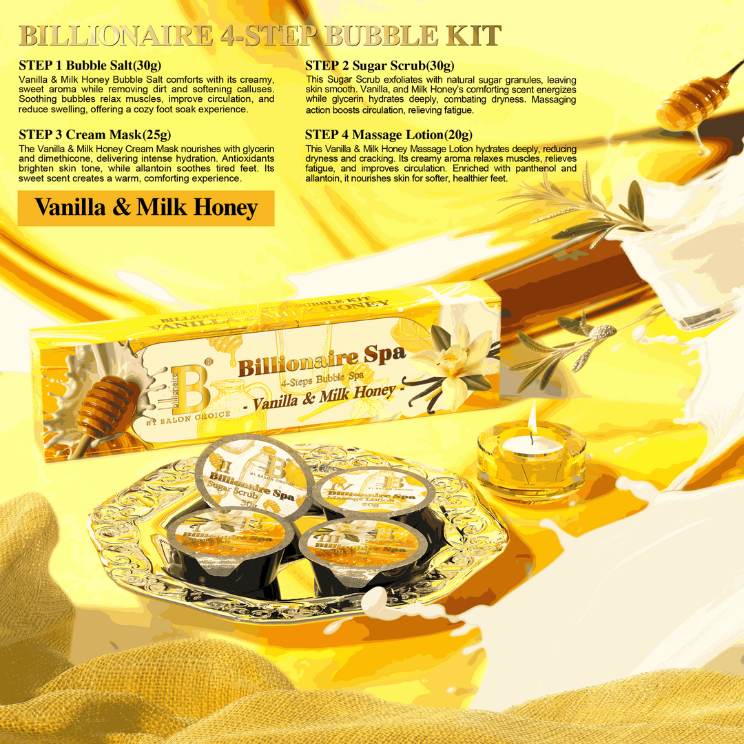 Billionaire Spa Bubble Kit  - Vanilla &amp; Milk Honey - 4 steps