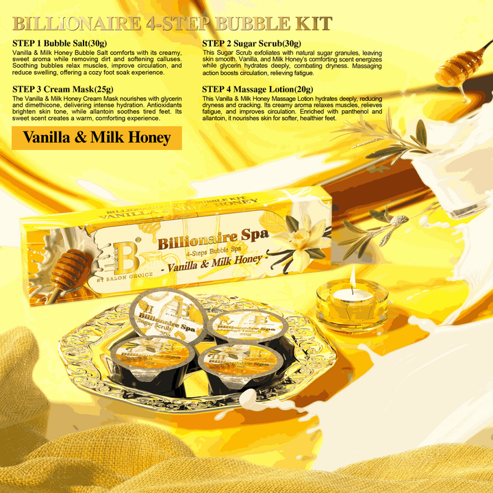 Billionaire Spa Bubble Kit  - Vanilla &amp; Milk Honey - 4 steps