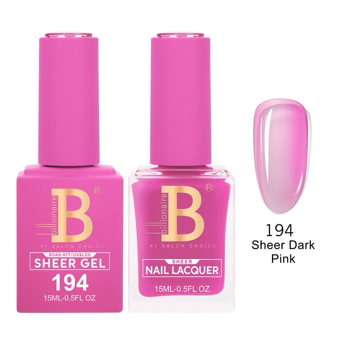 Billionaire 194 Sheer Dark Pink - Imperial Collection Gel &amp; Lacquer Duo 15ml