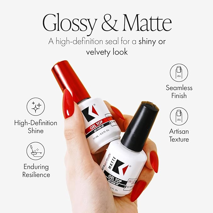 KUPA Gelfinity Gloss &amp; Matte Top Coat, No-Wipe, Long Lasting Soak Off Gel Formula, Chip-Resistant, UV/LED Gel Polish, Set 2*0.5Oz