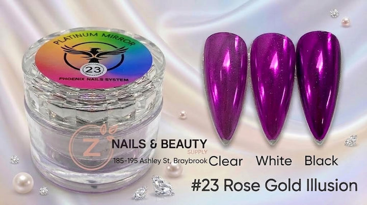 Phoenix - Chrome Platinum Mirror - Rose Gold Illusion 