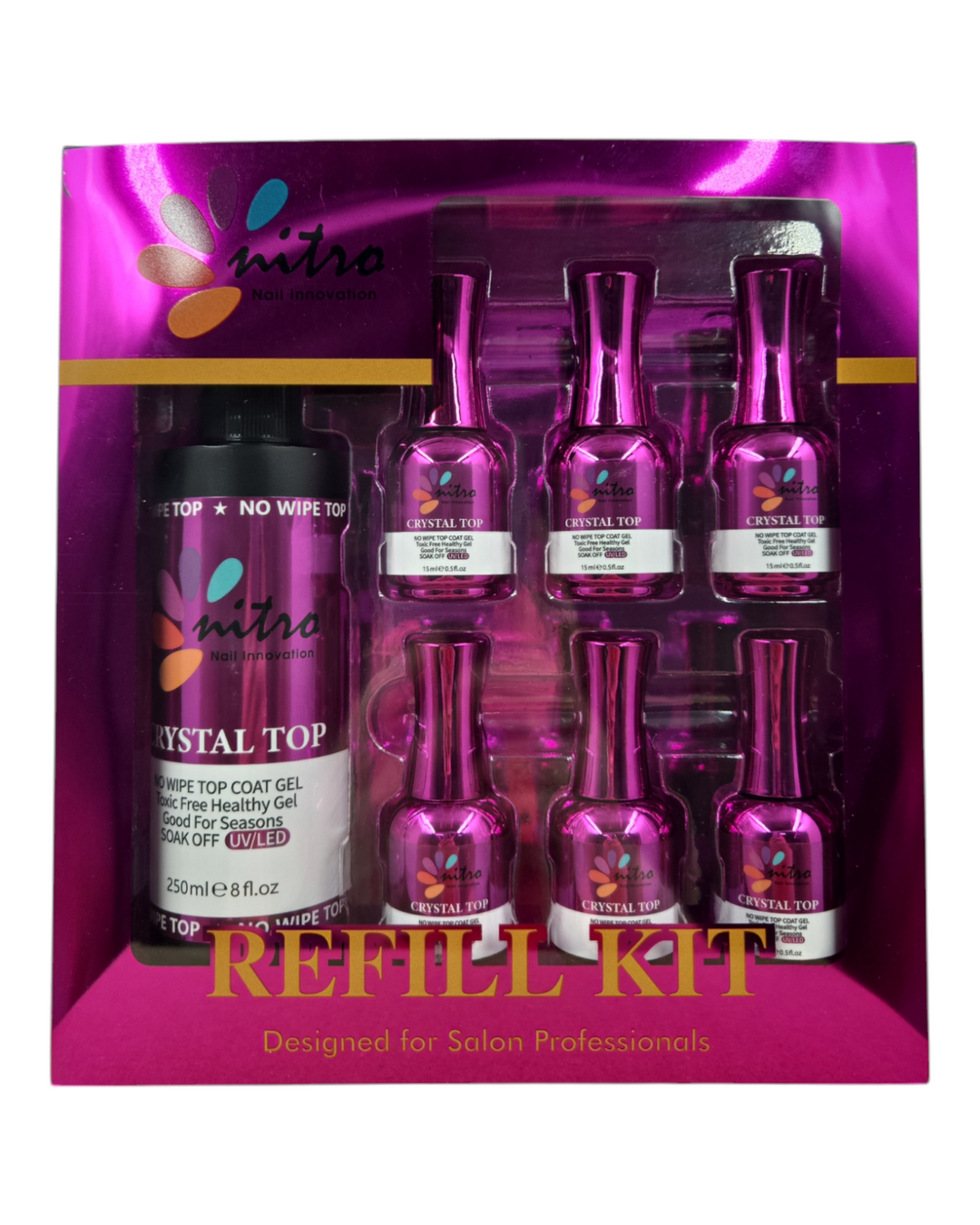 Nitro Nail Innovations CRYSTAL TOP - Refill Kit (10oz)