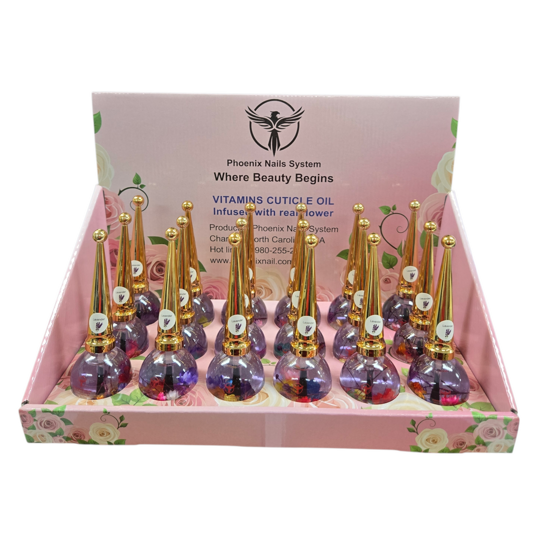 Phoenix Vitamins Cuticle Oil (Infused with real flower) - Bulk 18 x 0.5oz pack
