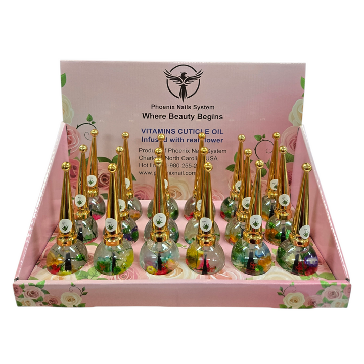 Phoenix Vitamins Cuticle Oil (Infused with real flower) - Bulk 18 x 0.5oz pack