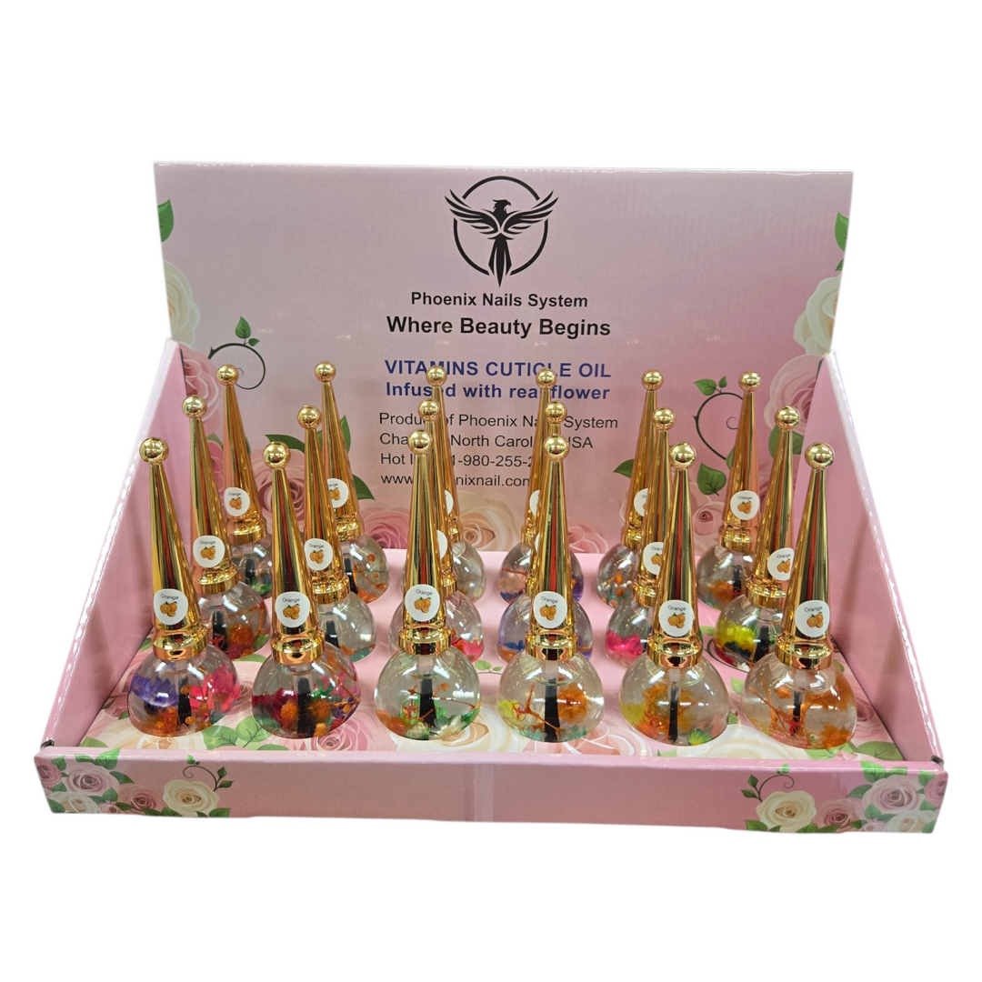 Phoenix Vitamins Cuticle Oil (Infused with real flower) - Bulk 18 x 0.5oz pack