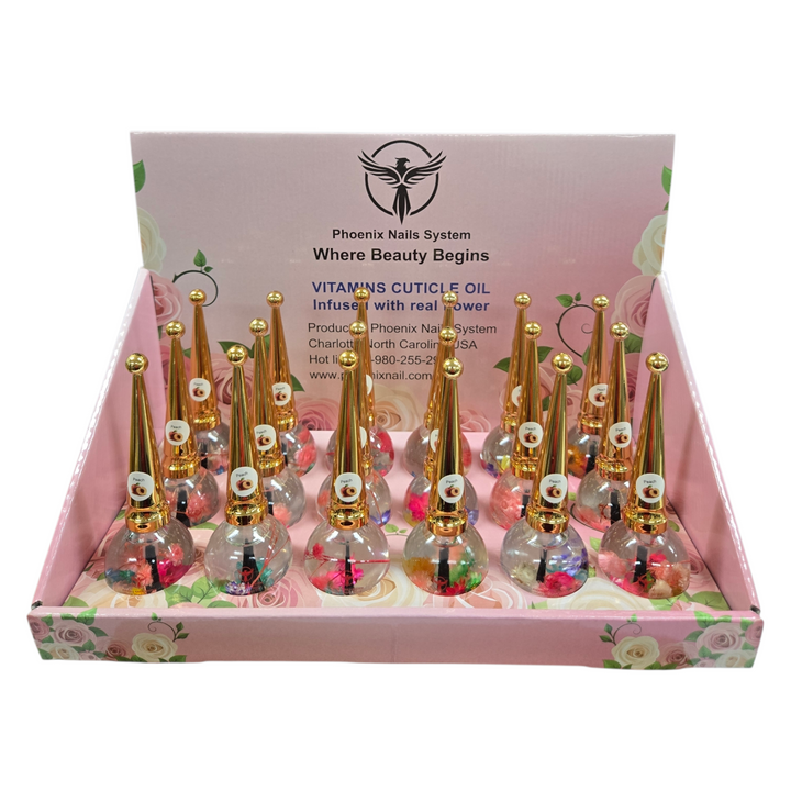 Phoenix Vitamins Cuticle Oil (Infused with real flower) - Bulk 18 x 0.5oz pack