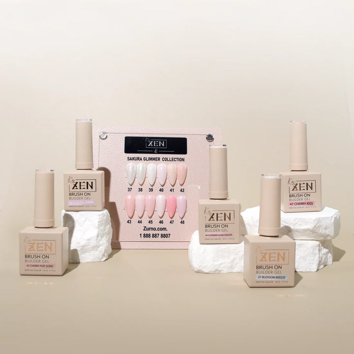 KAZEN | BRUSH ON BUILDER GEL BIAB SAKURA GLIMMER Collection #37-#48